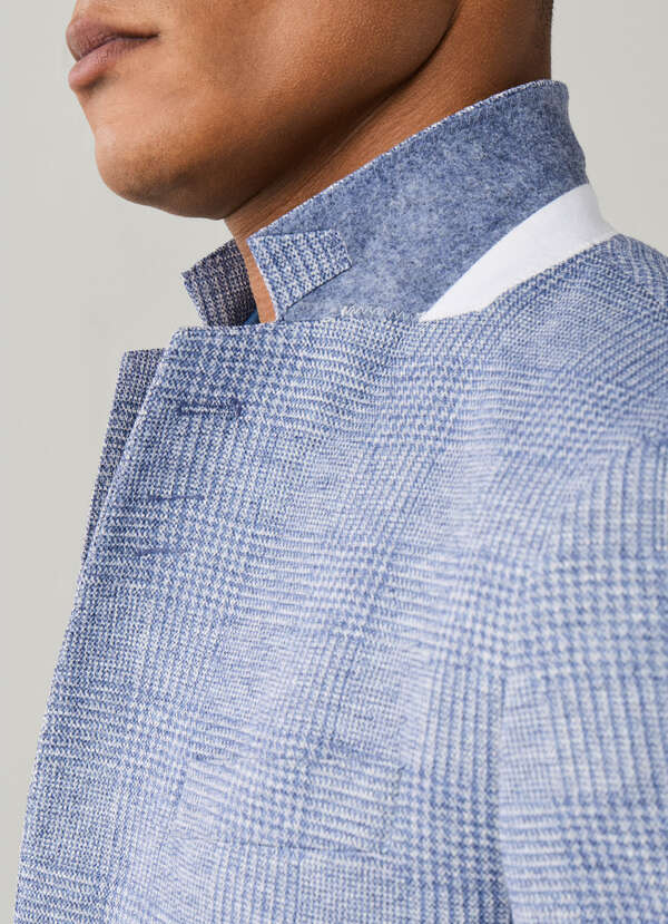 Cotton Blend Jersey Knit Glen Check Blazer - 2 Cotton Blend Jersey Knit Glen Check Blazer - 2
