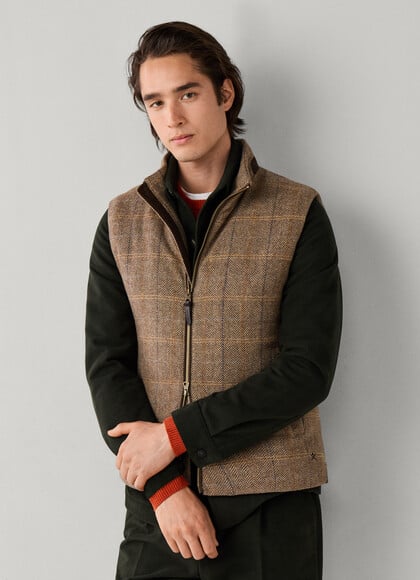 Wool Blend Tattersall Padded Gilet