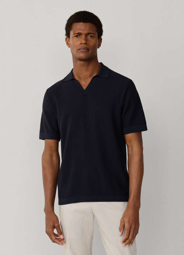Textured Knitted Short Sleeve Polo - 2