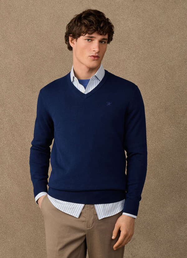 Cotton V-Neck Jumper - 2
