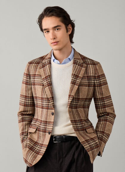 Wool Tweed Check Blazer - Woven in Britain