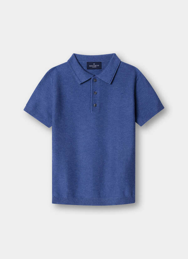 Short Sleeve Cotton Honeycomb Knit Polo