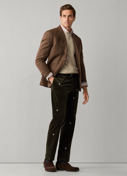 Classic Fit Corduroy Embroidered Trousers