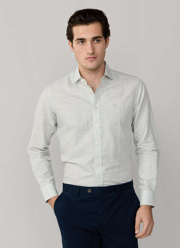 Tailored Fit Linen-Cotton Stripe Shirt - 2