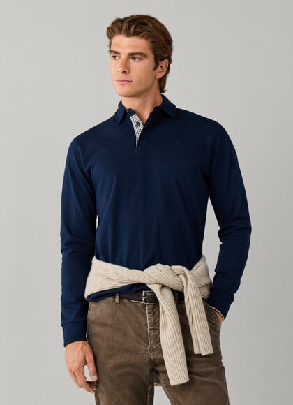 Classic Fit Tattersall Trim Rugby Shirt