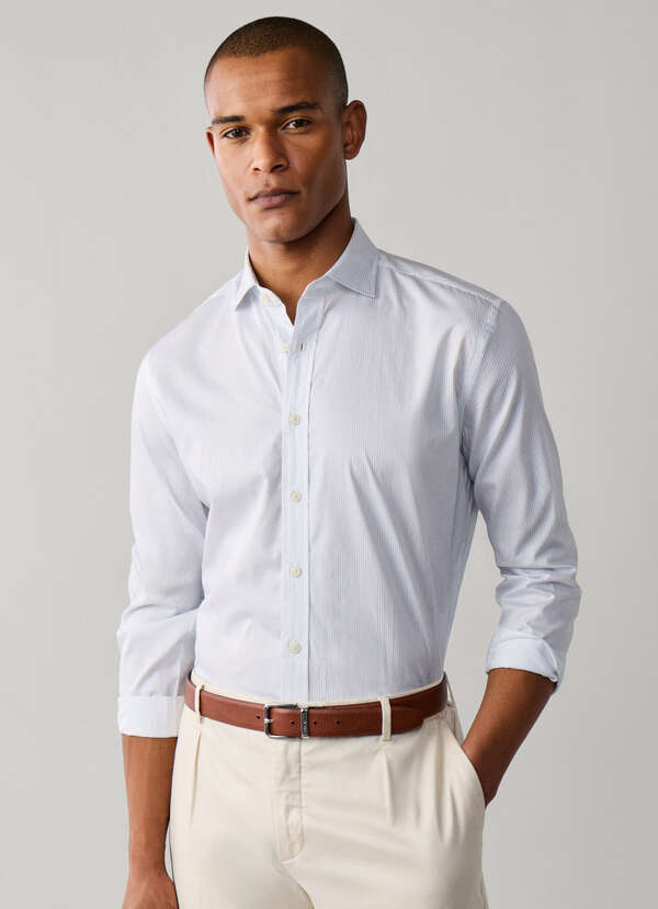 Tailored Fit Textured Fit Stripe Shirt Tailored Fit Textured Fit Stripe Shirt